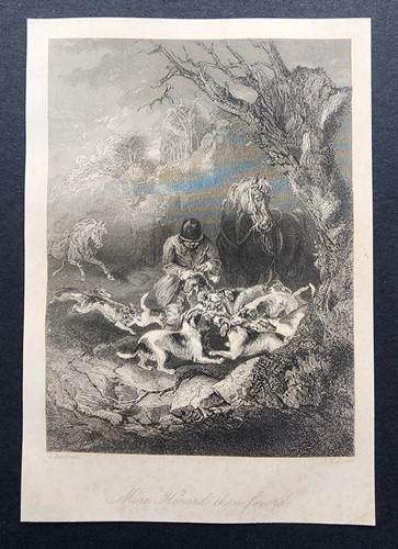Antique 1846 print fox - antique,