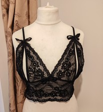 XL Bralet In Black Lace Size