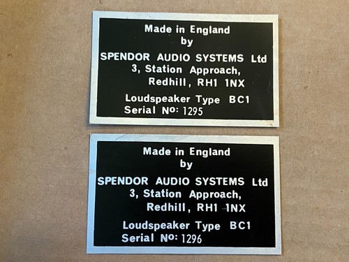 Spendor bc1 rear badge - badge, pair