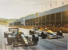 Print Of Ayrton Senna & Nigel Mansell 1986 Spanish GP  By Tony Smith