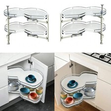 Kitchen Cabinet Cupboard Corner Carousel Storage Unit Pull Out Shelf Twin Tray