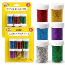 12pk Glitterpaint Pots Assorted Glitter Shaker Pots Arts Crafts Kids Card Making