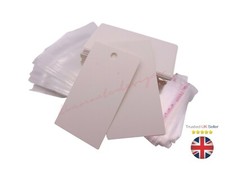 White Jewellery Display Cards Earring Plain With Bags 9cm x 5cm UK SELLER 