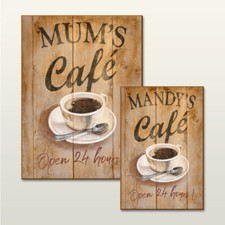 Personalised Cafe Kitchen Plaque Wooden Shabby Chic Effect Sign Novelty Gift