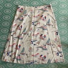 Boden UK 10 Cream A line skirt boat yacht water skiing bathers beach seaside 