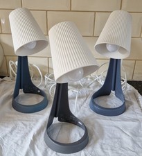 3 Scandi IKEA Svallet Bedside Work Lamps Fixed Shades Dark/Grey White & Bulbs.