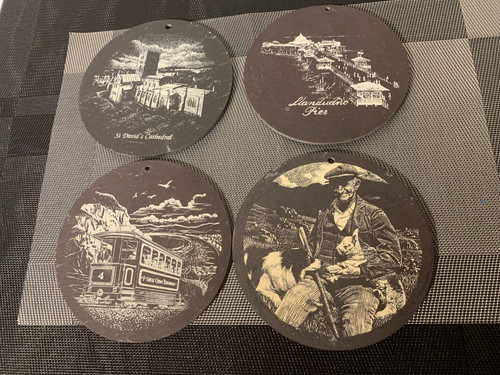Vintage etched welsh slate - etched,