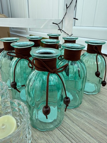 Green jars - green, x9