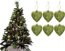 6pc HEART GLITTER BAUBLES