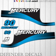 Mercury 90 HP Two Stroke outboard engine decal sticker BLUE set reproduction