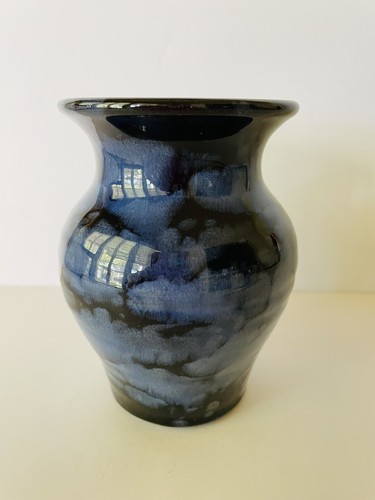 Ewenny pottery vase blue black - pottery,