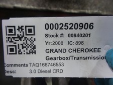 GRAND CHEROKEE GEARBOX  2008 3.0L Diesel 5 [mvr:speed] Automatic  TAQ166746553 (
