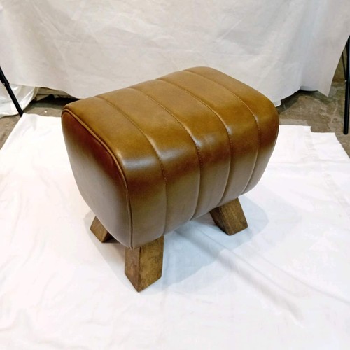 Leather pommel footstool tan - leather,