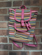 Monsoon Accessorize Colour  Stripe Fabric Stitch Backpack Rucksack Bag 11x10x4”