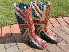 Union Jack Theme Wellington Boots Size 5 (38) Red White & Blue 
