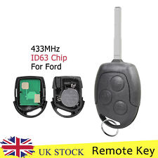 3Button Remote Car Key Fob 433Mhz ID63 Chip Blade For Ford Fiesta 2009 2010 2011