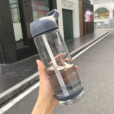 1L Portable Sports Water Bottle With Straw Plastic Drink Mugs For Outdoor Travel