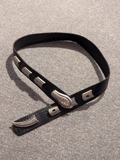 Steampunk Leather Belt S-M Womens Waist Unique Black snake Embossed Skin 30-34"