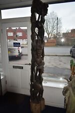 Vintage 7.7Ft Tall African Carved Black Ebony Tree of Life 230x33 cm