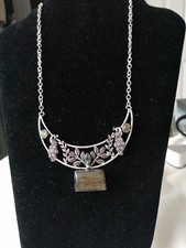 Handmade LABRADORITE & MYSTIC TOPAZ SILVER PLATE NECKLACE 22"ADJUSTABLE