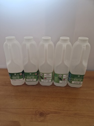 Five empty milk plastic - five,