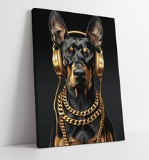 DOBERMANN DOG DJ WITH GOLD