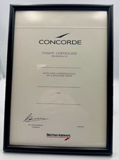 British Airways Concorde Flight Certificate - Blank/Framed