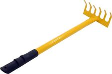 Small Metal Hand Garden Lawn Leaf Rake 6 Tooth - 500mm