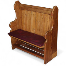 Vintage Pitch Pine Pew – Rustic Hallway / Hall Bench or Farmhouse Dining Bench