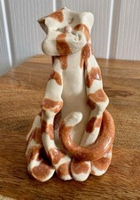 Hand Made Studio Clay Pottery Cat Figure Sculpture Australia Artist Signed 3.5”