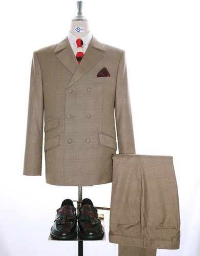 Double breasted suit brown - double, |