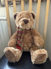 House of Fraser Teddy Bear 2009 with Scarf Plush Soft Toy Teddy Bear Excellent