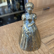 Vintage Lady bell with decorated dress - Heavy brass