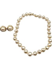 Jewellery Set Christian Dior Baroque Pearl Necklace Earrings Gold Tone Vintage