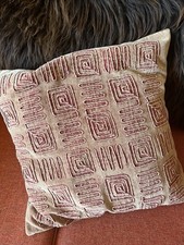 Apricot Pink Cotton Velvet Embroidered Design Cushion 50  x 50cm