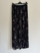 Ted Baker Maxi Skirt Womens TB 2 UK 10 Black Floral Pleated Chiffon Lined NEW