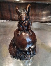 VINTAGE RESIN NETSUKE INSPIRED MOUSE ON APPLE FIGURINE