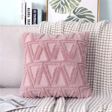 Super soft decorative fluffy plush geometric embroidery cushion cover 18x18 inch
