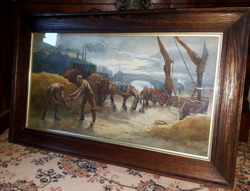 Antique watercolour horses - watercolour,