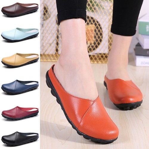 Women leather flats backless - women's,
