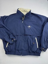 LearJet Retro Zip Up Polyester Cotton Jacket Size XL Navy Blue