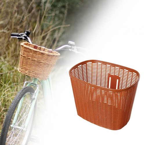 Brown plastic bicycle basket - bicycle,