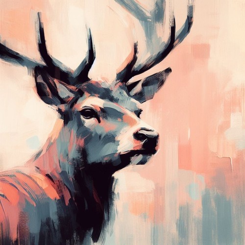Original stag painting deer - original,