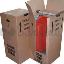 3 x STRONG EXTRA LARGE WARDROBE REMOVAL MOVING CARTONS BOXES WITH HANGING RAILS