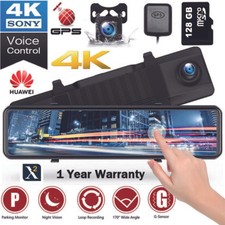 12'' SONY 4K R-H Lens Mirror Dash Camera Front Rear Car DVR Recorder+128GB Card