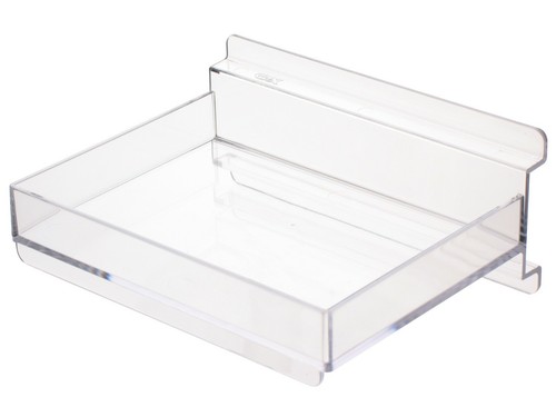 Acrylic slatwall shelf tray - &,