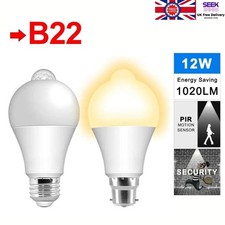 B22 PIR Motion Sensor LED Smart Lamp Bulb Globe Auto ON/OFF Energy Saving Light