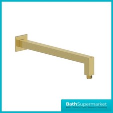 Square Wall Mounted Brushed Brass Shower Arm 400mm Modern Bathroom