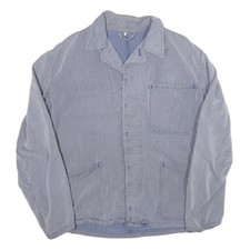 Mens Blue & White Striped Cotton Blend Button Jacket M Woven Casual Workwear