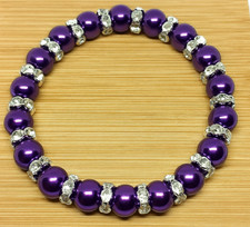 Stretch Elastic Pearl Bracelet Stunning Purple   Silver Sparkly for women bead